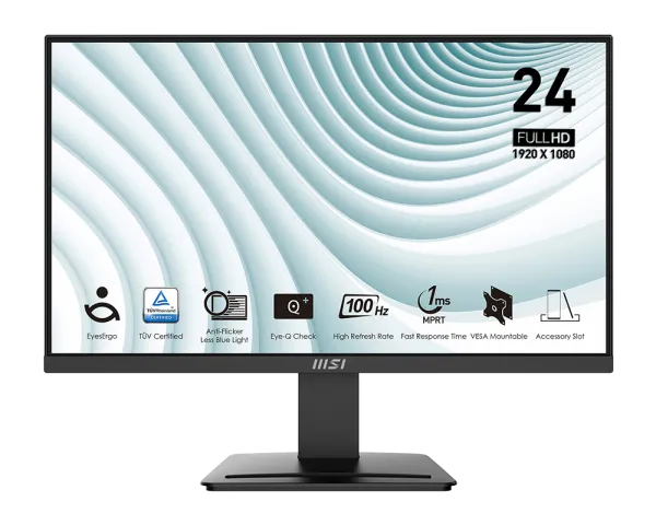 MSI Pro MP2412 Computer Monitor 60.5 Cm (23.8") 1920 X 1080 Pixels Full HD LCD Black