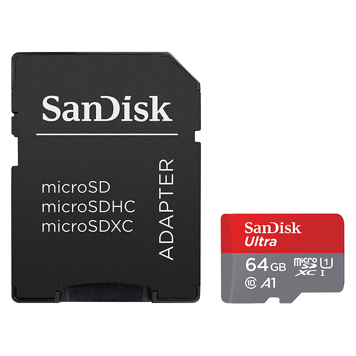 Carte microSDXC 64 Go SanDisk Ultra 140 Mo/s + adaptateur